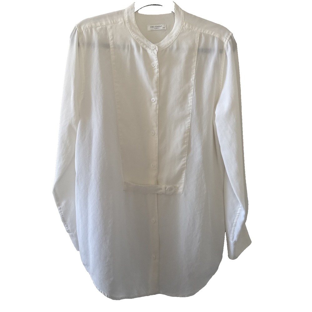Equipment Silk Blouse‎ Womens Large Ivory Sheer Long Sleeve Button Front